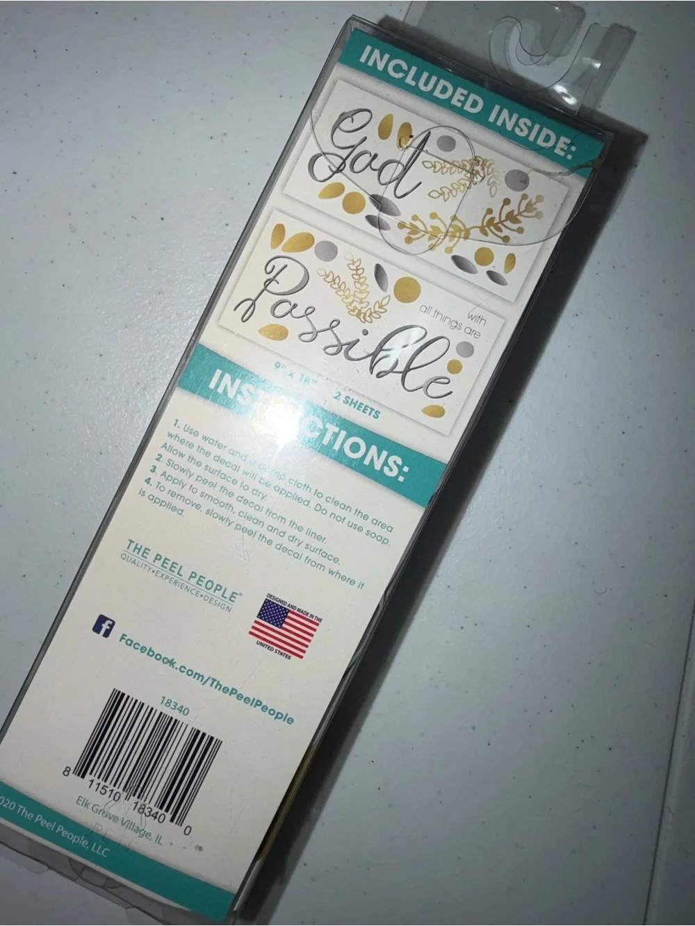 Teal & Gold 'God Is Possible' Peel & Stick Wall Decor